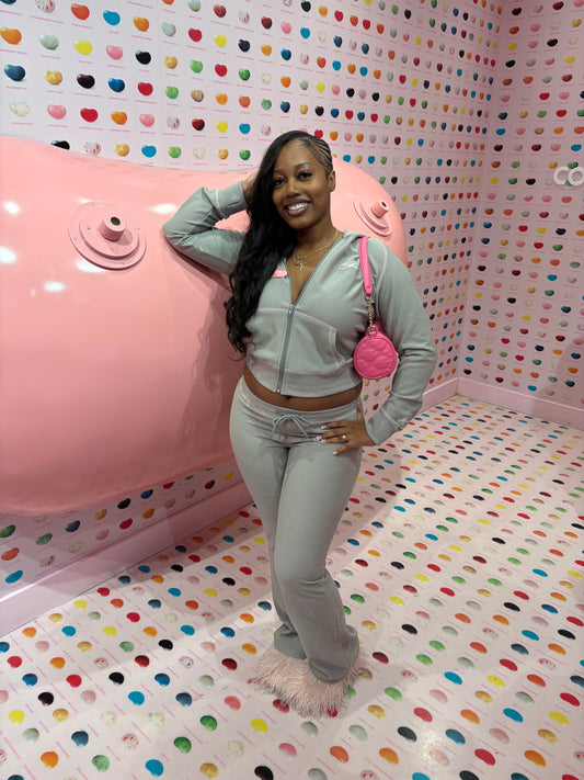 “Nostalgia” Waffle-Knit Set GREY