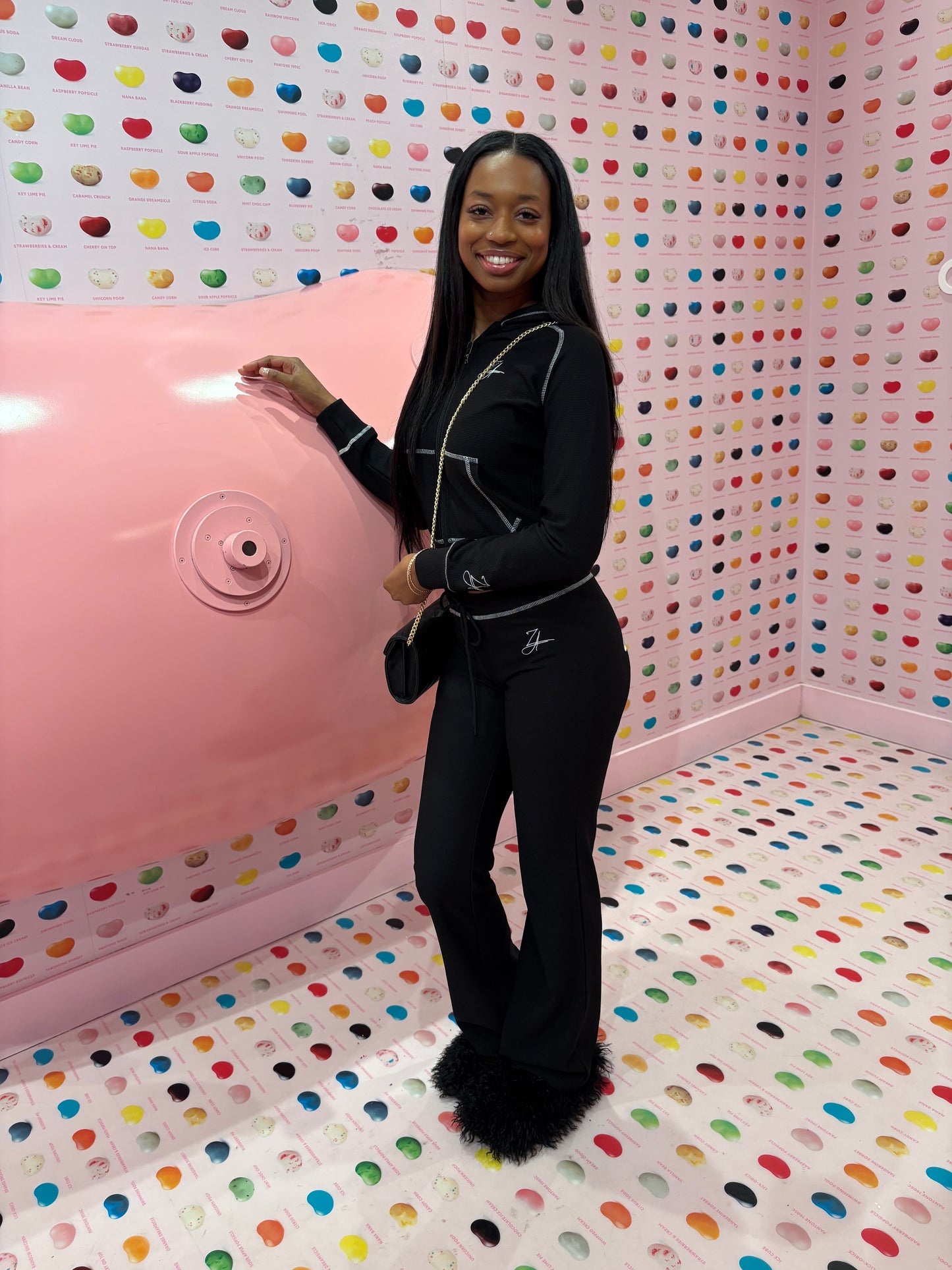 “Nostalgia” Waffle-Knit Set BLACK