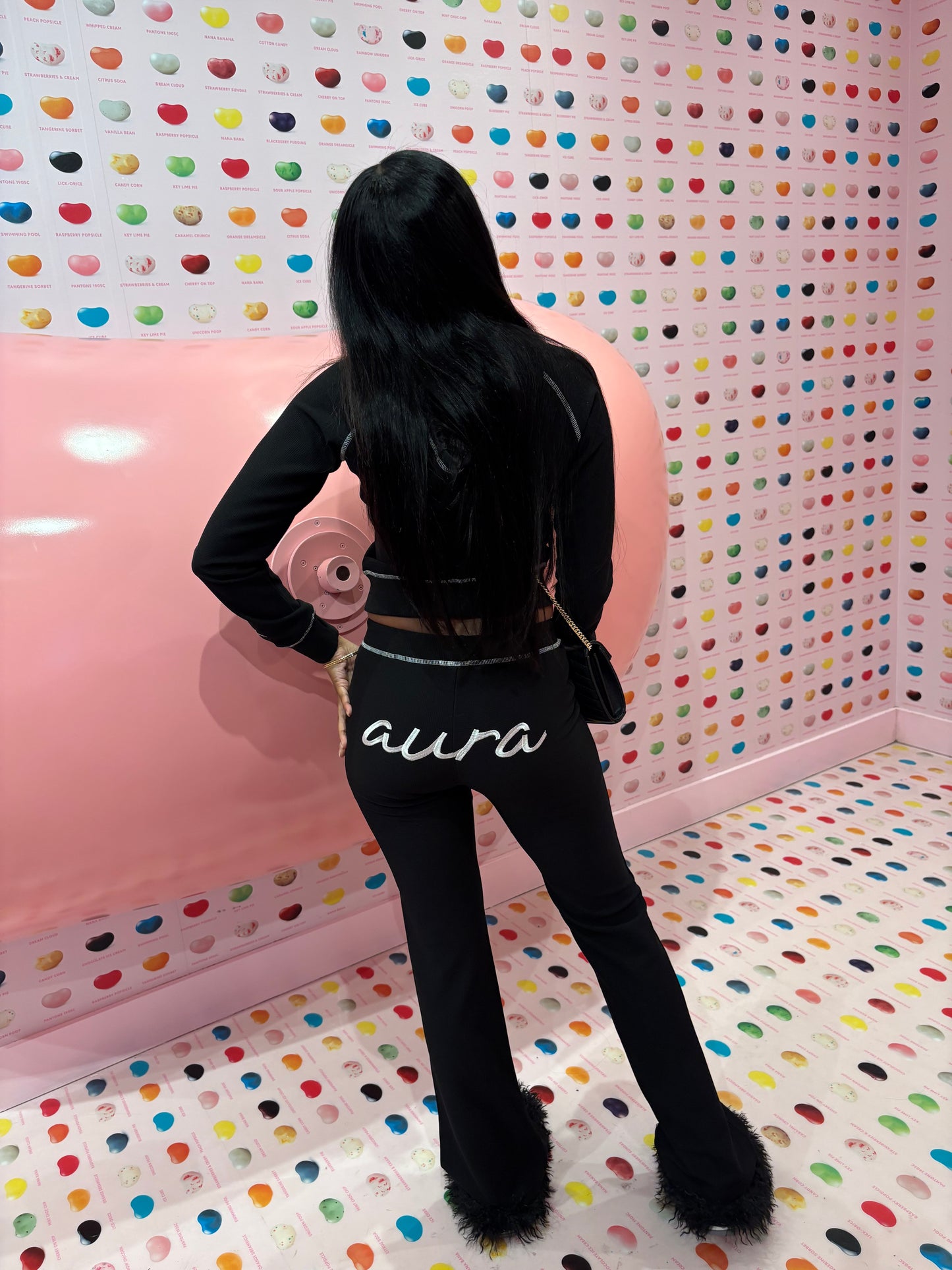 “Nostalgia” Waffle-Knit Set BLACK